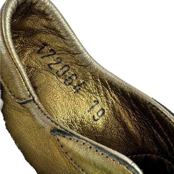 GUCCI Gold Leather Web Low Top Baby Sneakers Made in Italy Marked as 19 - 3.5 US - Picture 5 of 11